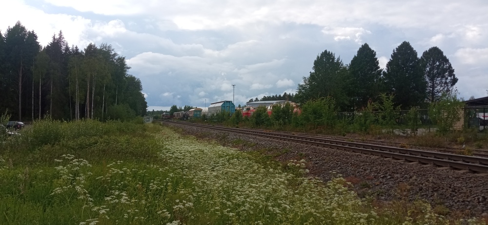 Näkymä Konepajan tasoristeykseltä Pieksämäen suuntaan 18.6.2024
Näkymä Konepajan puolipuomilaitokselta Pieksämäki-Joensuu -radan alkupäässä kohti Pieksämäen kolmioraidetta. Taka-alan vaihteesta vasemmalle käy reitti Pieksämäen asemalle ja oikealle kohti ratapihaa. Taustalla Pieksämäen konepajan raiteistoa ja sillä seisovaa kalustoa.
Avainsanat: op_VR;jyv_Dv12;jyv_Simns;jyv_Hbi